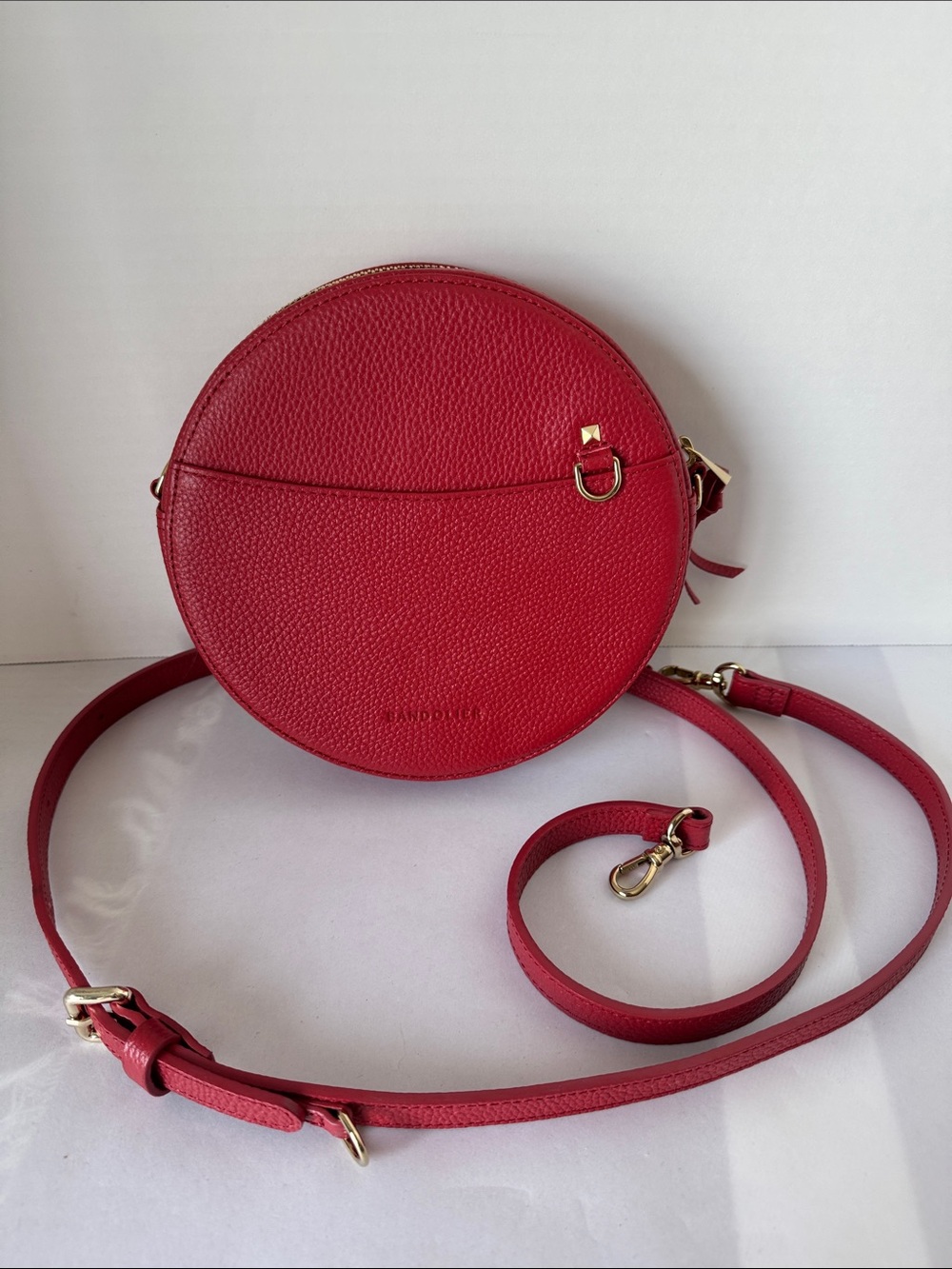 Bandolier Red Round Crossbody Bag